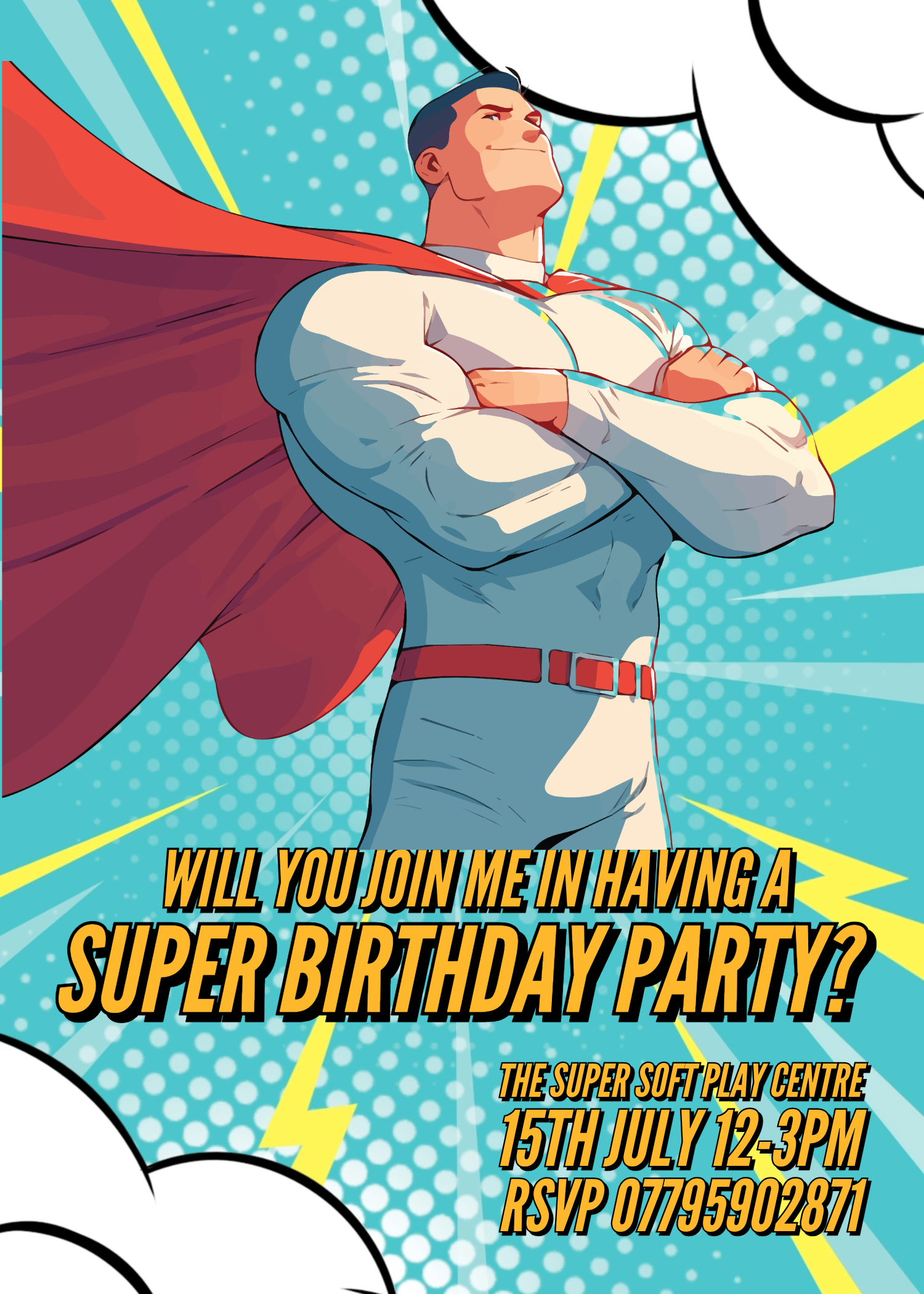 Superhero Standing Invitation - Customisable