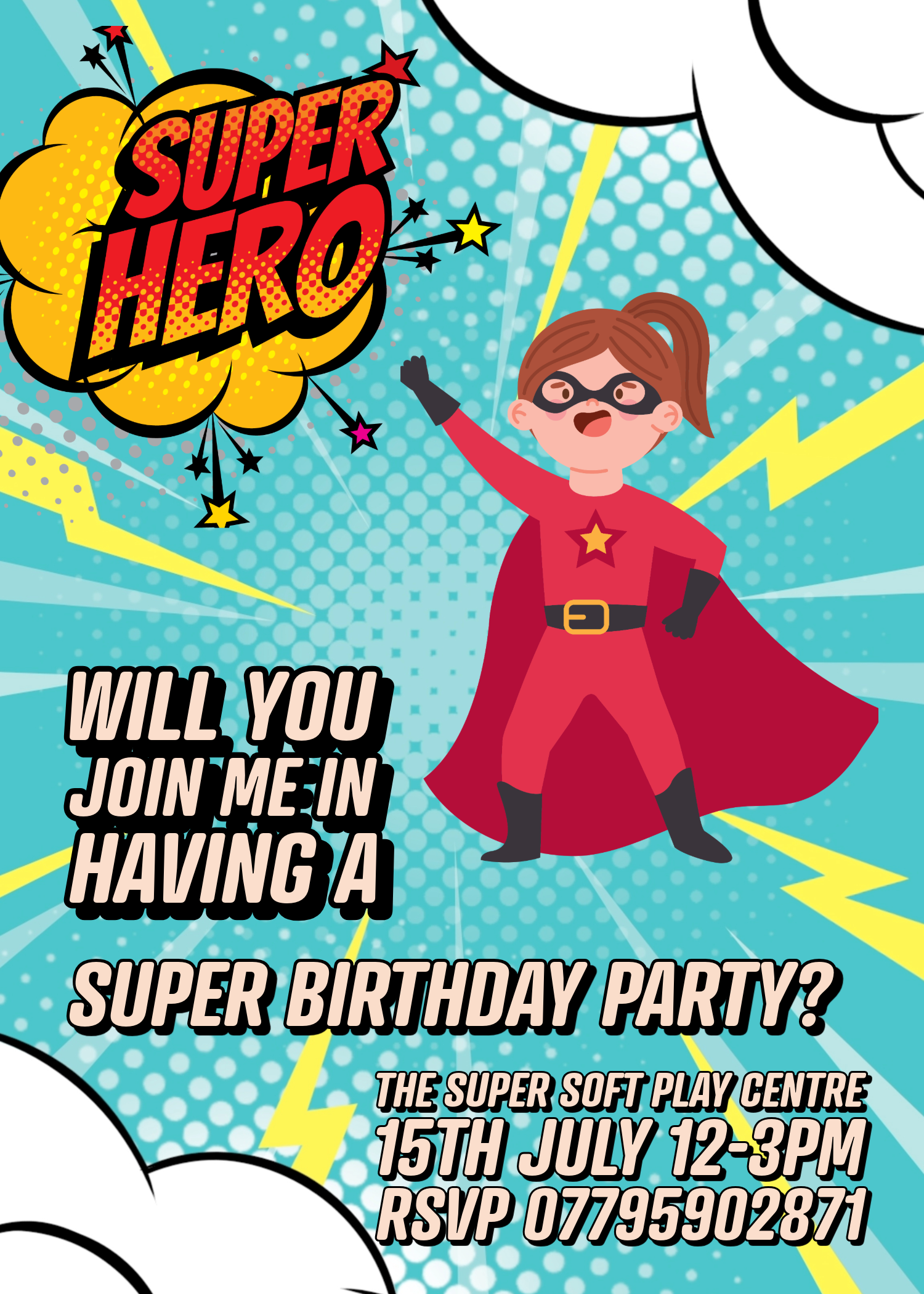 Superhero Standing Invitation - Customisable