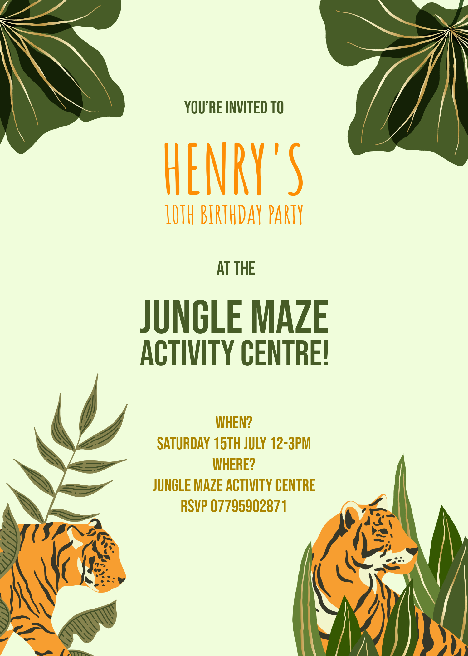 Jungle Tigers Invitation - Customisable