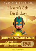 Superhero Robot Invitation - Customisable