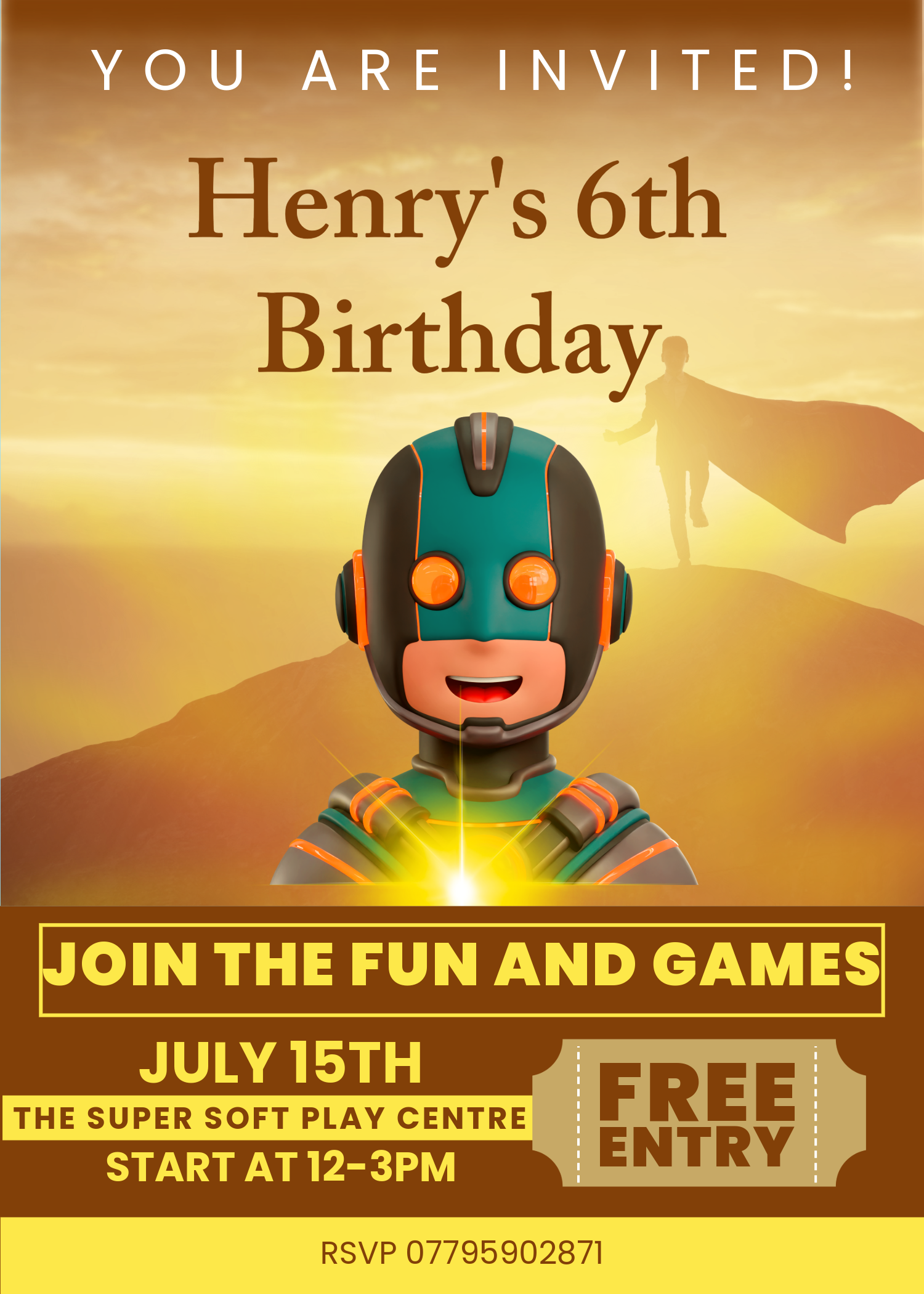 Superhero Robot Invitation - Customisable