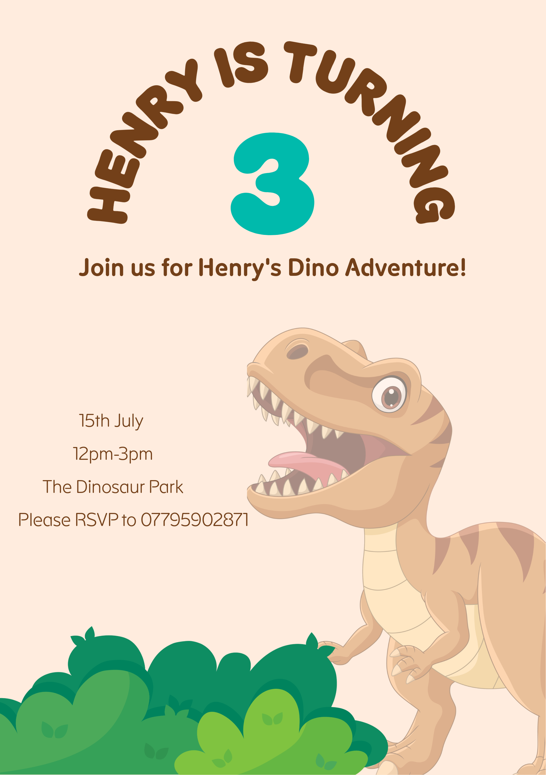 Dino Adventure Invitation - Customisable