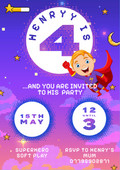 Superhero Flying Invitation - Customisable