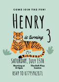 Jungle Sitting Tiger  Invitation - Customisable